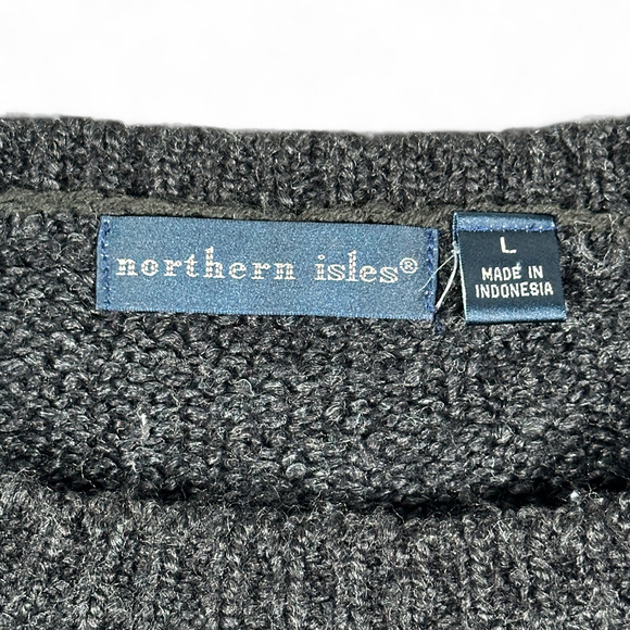 Northern Isles Sweater Womens LARGE Brown Gray Nordic Fair Isle Raglan Y2K - Picture 4 of 7